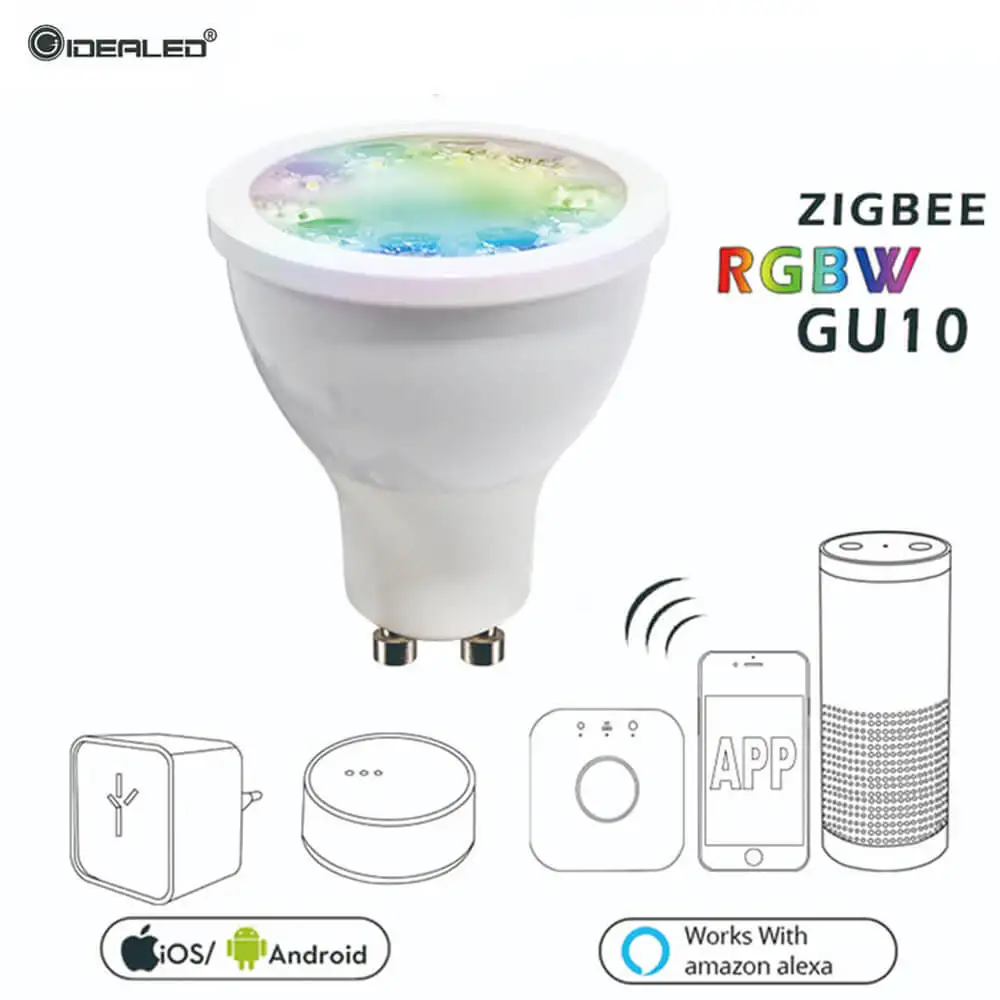 

Zigbee hub LED Dimmer GU10 RGBCCT Bulb LED Spotlight Bridge Smart AC100-240V LED Bulb Work With ECHO Plus APP Dimmable Light