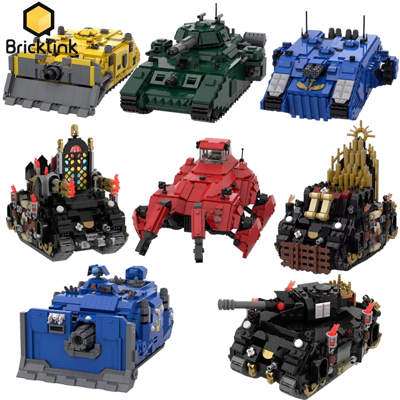 Фото Bricklink Hammer Game Battle, военный танк, оружие Baneblade Immolator, носорог, APC, бронетранспортные средства, наборы строительных блоков, игрушки в подарок №1