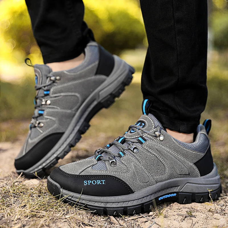 STRONGSHEN Men's Hiking Shoes Suede Leather Outdoor Climbing Shoes Wear-resistant Trekking Walking Hunting Tactical Sneakers