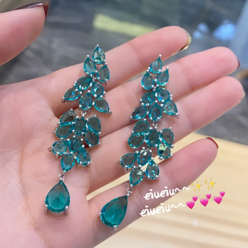 

Винтажные длинные серьги зеленый Цирконий Роскошные серьги для ужина универсальные серьги с кисточками