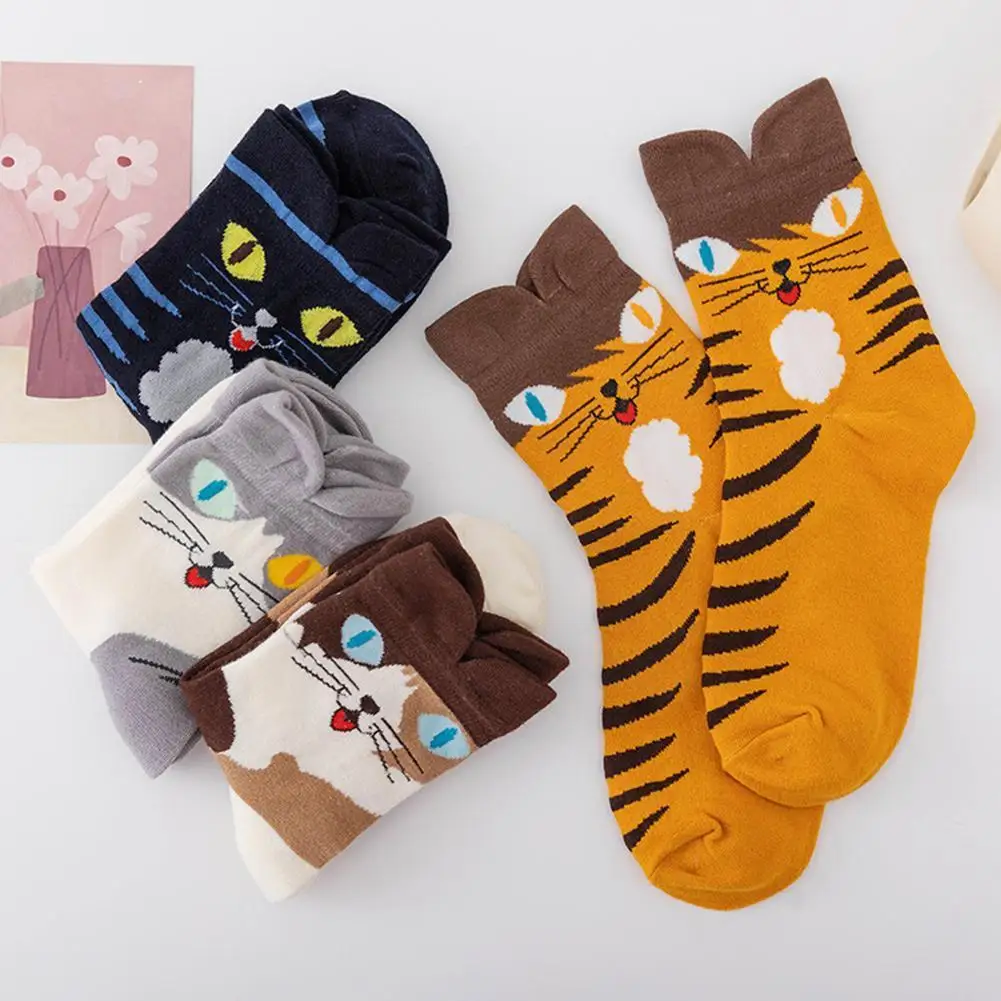 

Носки женские хлопковые короткие с мультяшным принтом, 4 пары