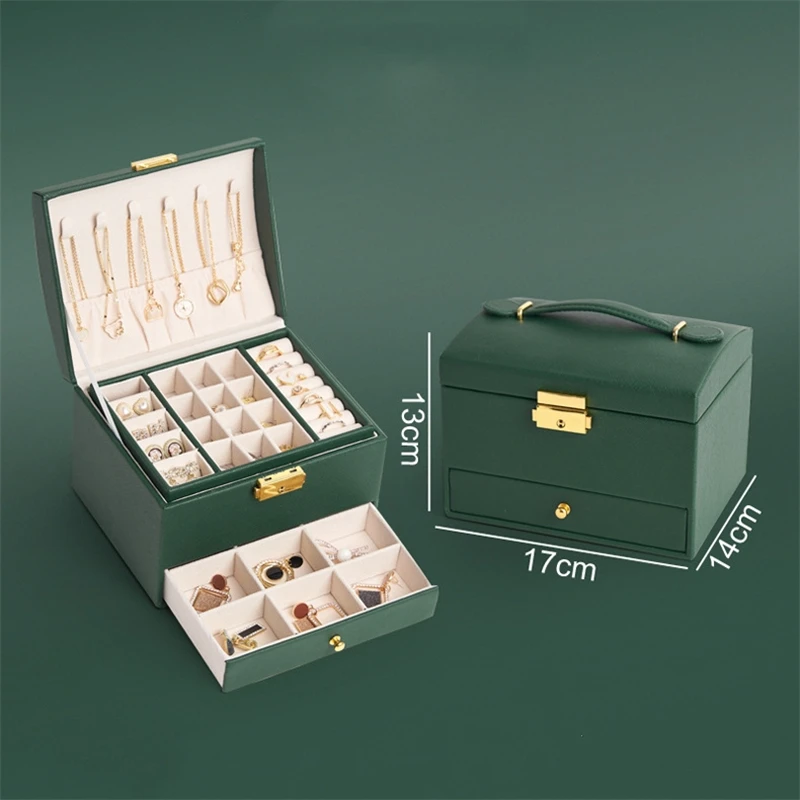 Ailodo Jewelry Box Organizer For Women PU Leather Multilayer Necklace Earrings Rings Bracelets Jewelry Organizer Christmas Gift
