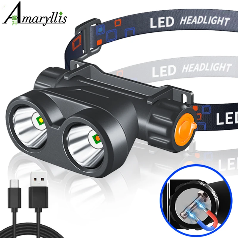 Перезаряжаемый светодиодный налобный фонарь с магнитным основанием суперъяркий