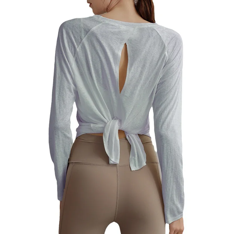 Tencel Snowflake Одежда для йоги Футболка женская осенняя свободная и тонкая спортивная