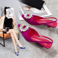 rhinestone womens pumps fashion pointed slingback female stiletto 2022 new elegant colorful shallow mouth ladies prom shoes
