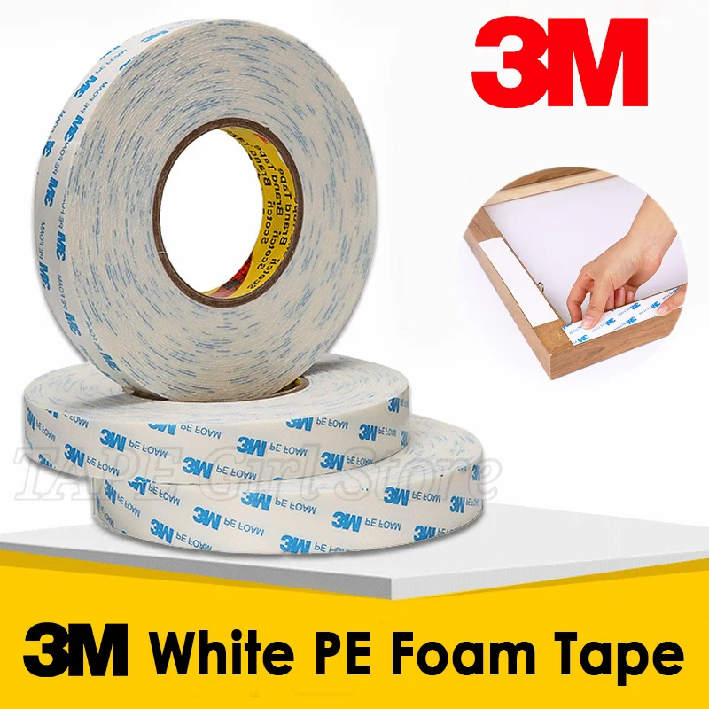 

3M 1600T White 20/25mm 30/3Meter Strong Mounting Double Sided Tape Sticker PE Foam Pad Home Photo Frame Adhesive Self-Adhesive