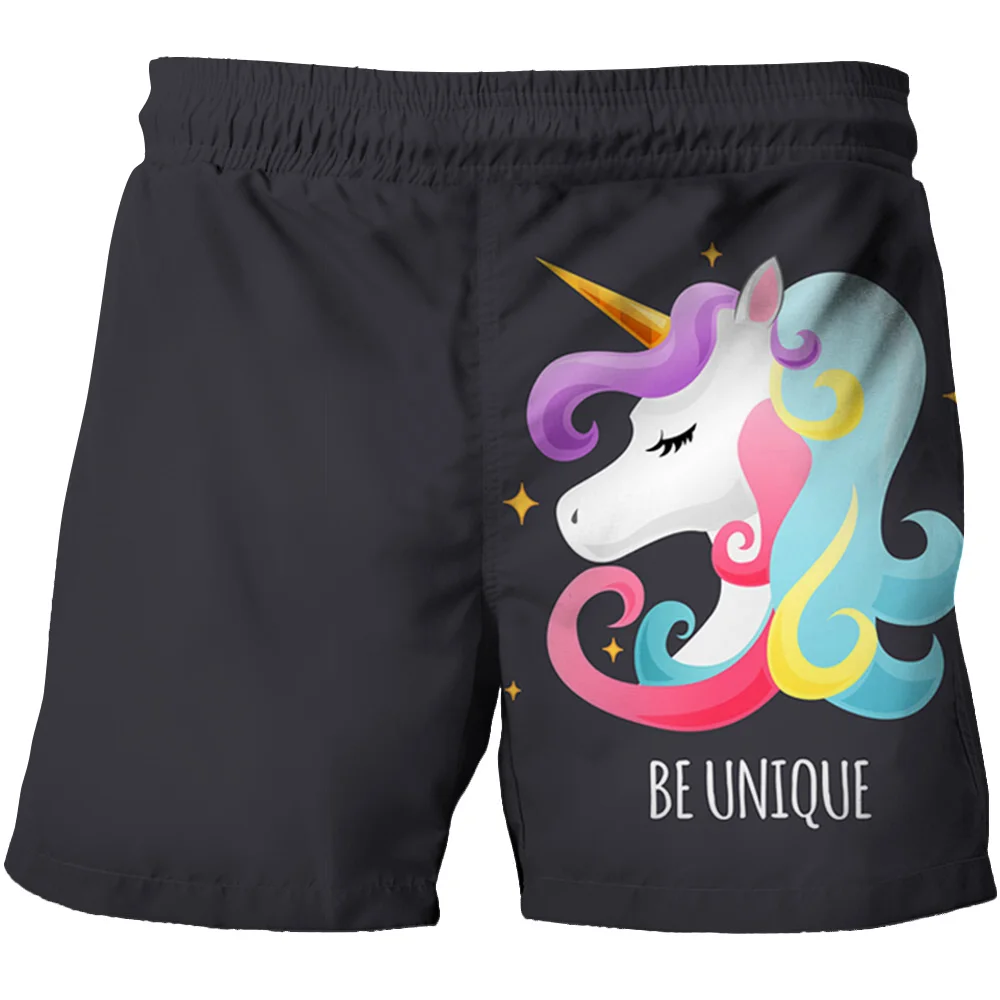 

Summer 4-14 Years Children Unicorn Shorts Boys Girls Fashion Short Pants Kids Sports Casual Elastic Waist Lovely Short Trousers