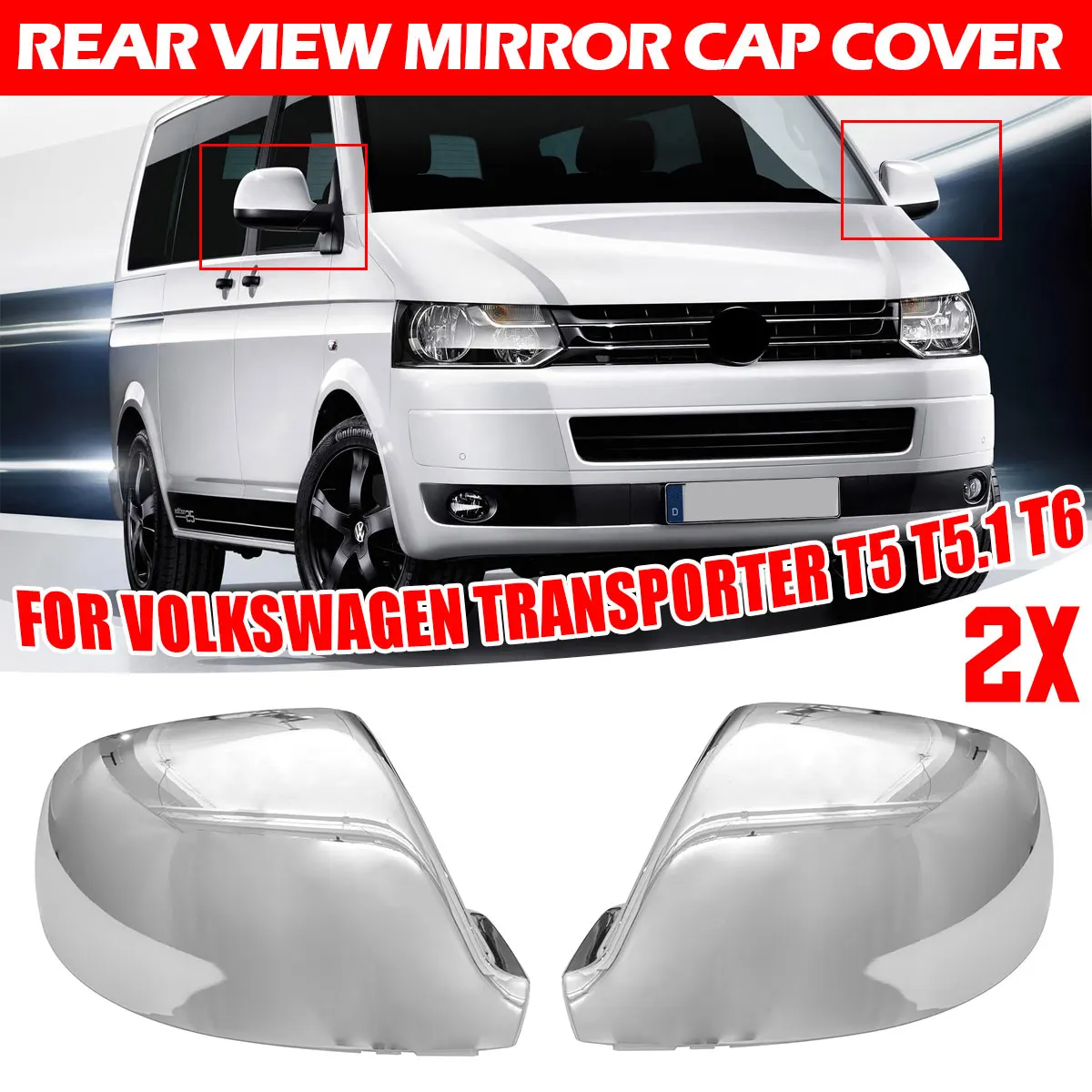 

Pair Car Side Wing Rearview Mirror Cover Cap For Volkswagen Transporter T5 2010-15 T5.1 T6 16-19 Rear View Mirror Cap Cover Trim
