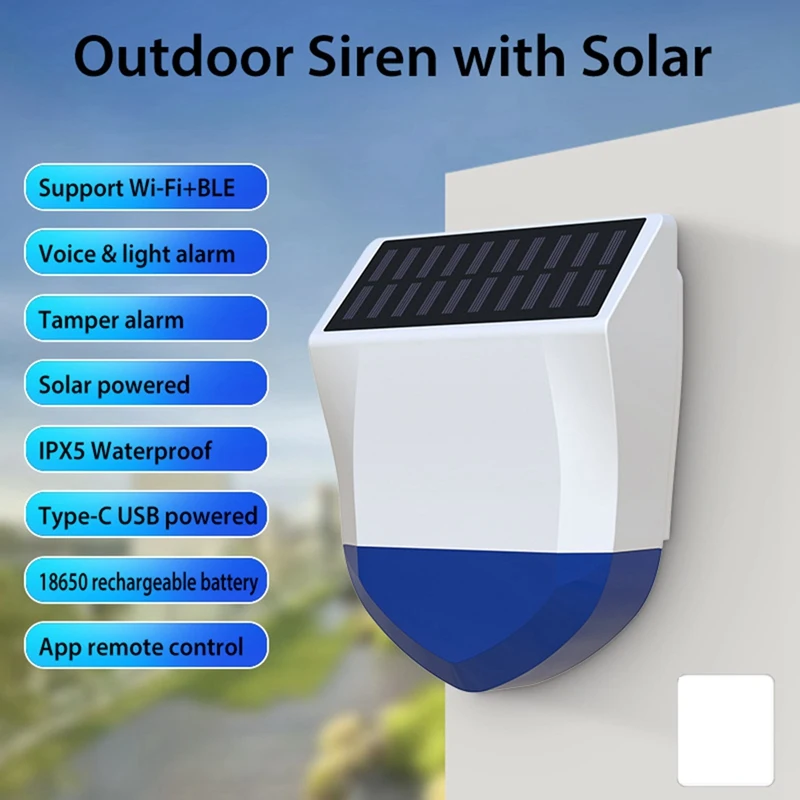 

Tuya Smart Zigbee Siren Alarm With Solar And USB Power Supply Remote Control Wifi Alarm Siren Solar