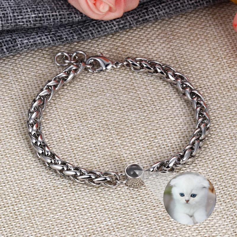 Punk Style Cuban Chain Bracelet For Men Personalized Custom Photo Projection Bracelet Women Jewelry Couple Gifts