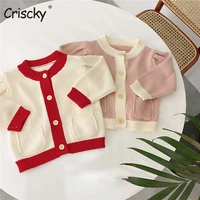 criscky kids girls cardigan sweaters spring baby girl solid cotton sweater jacket boys children knitted kids sweaters girls