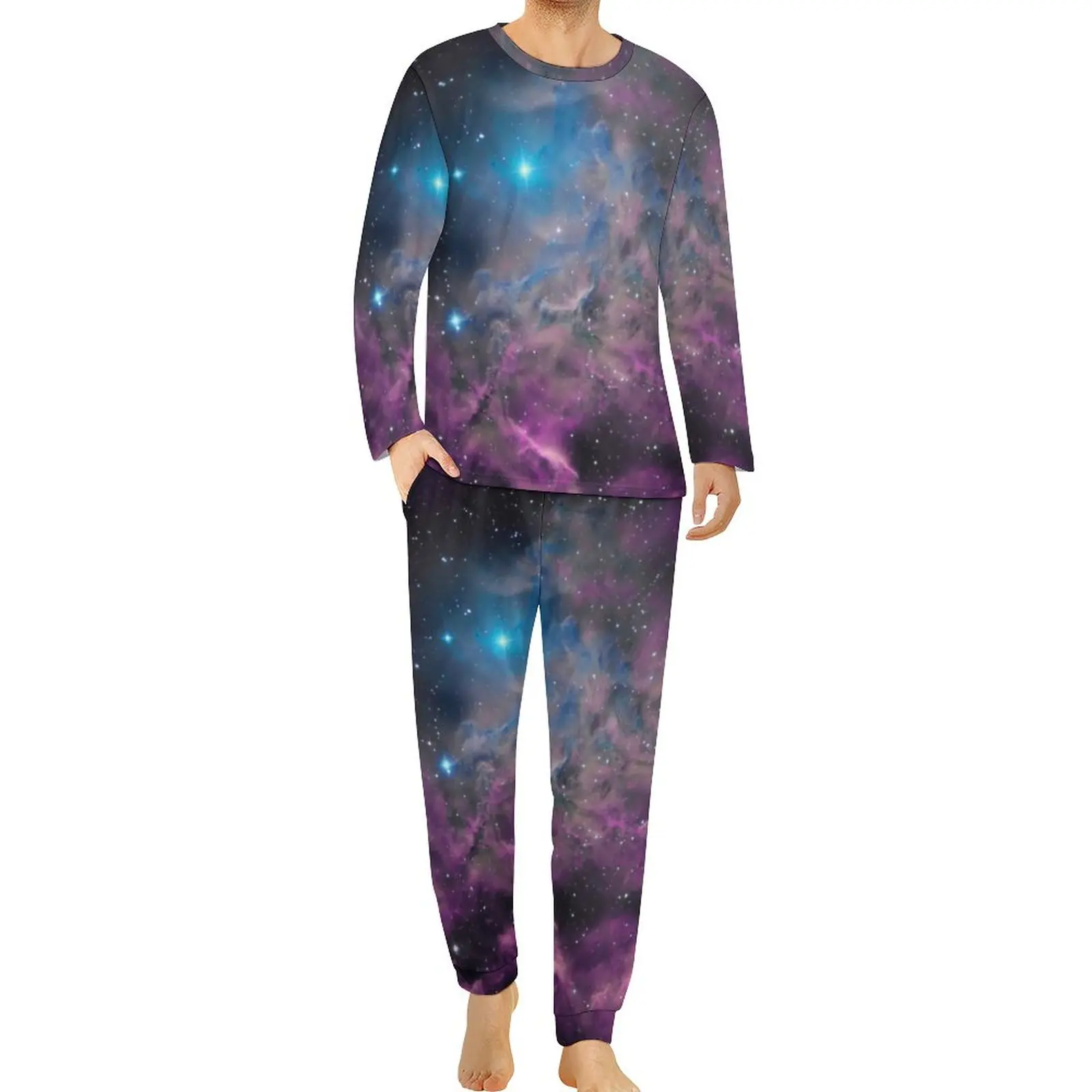 

Cloud Galaxy Pajamas Flaming Star Nebula Man Long Sleeve Trendy Pajamas Set 2 Pieces Casual Graphic Nightwear Birthday Gift