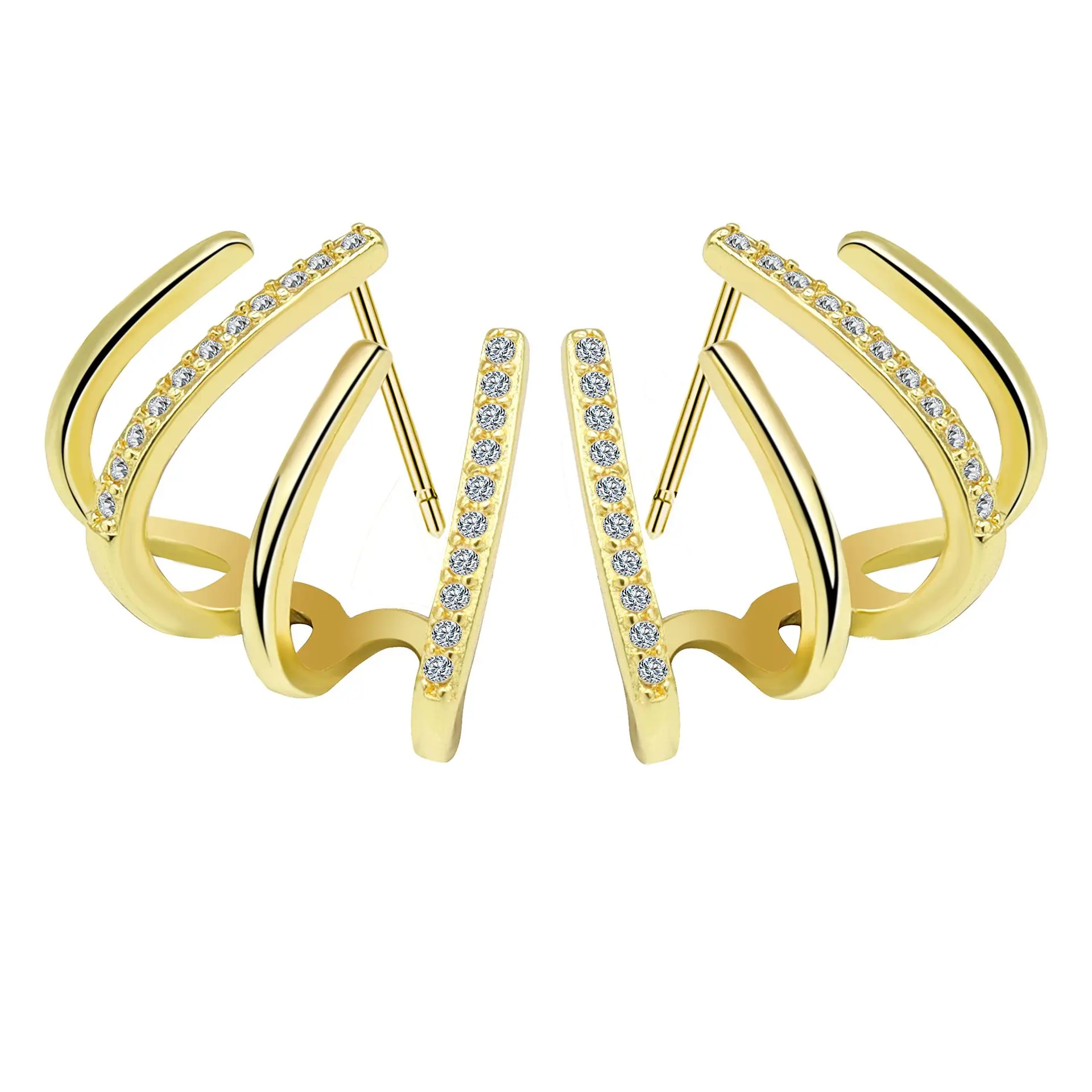 

Tiny Ear Wrap Cuff Piercing Studs Earrings For Women Zircon Stud Ear Cuffs Hoop Earrings Pierce Gold Claw Earrings Cuff