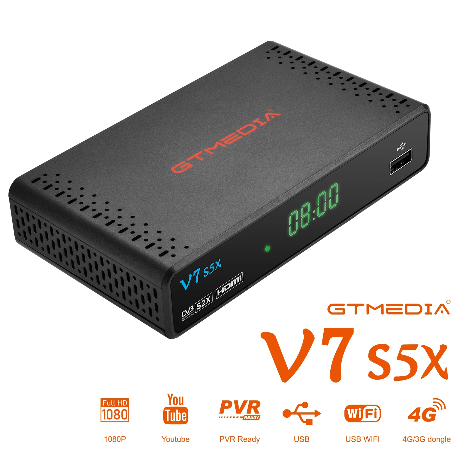 Gtmedia Europe TV Tuner DVB-S2 V7S5X Scart Interface Full 1080P H.265 HD Digital Satellite Receiver Support Youtube Set Top Box |