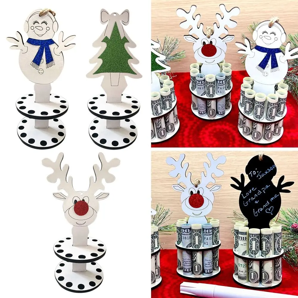 

New Unique Christmas Tree Wooden Christmas Decoration Snowman Elk Christmas Money Holder Money Clip Ornaments