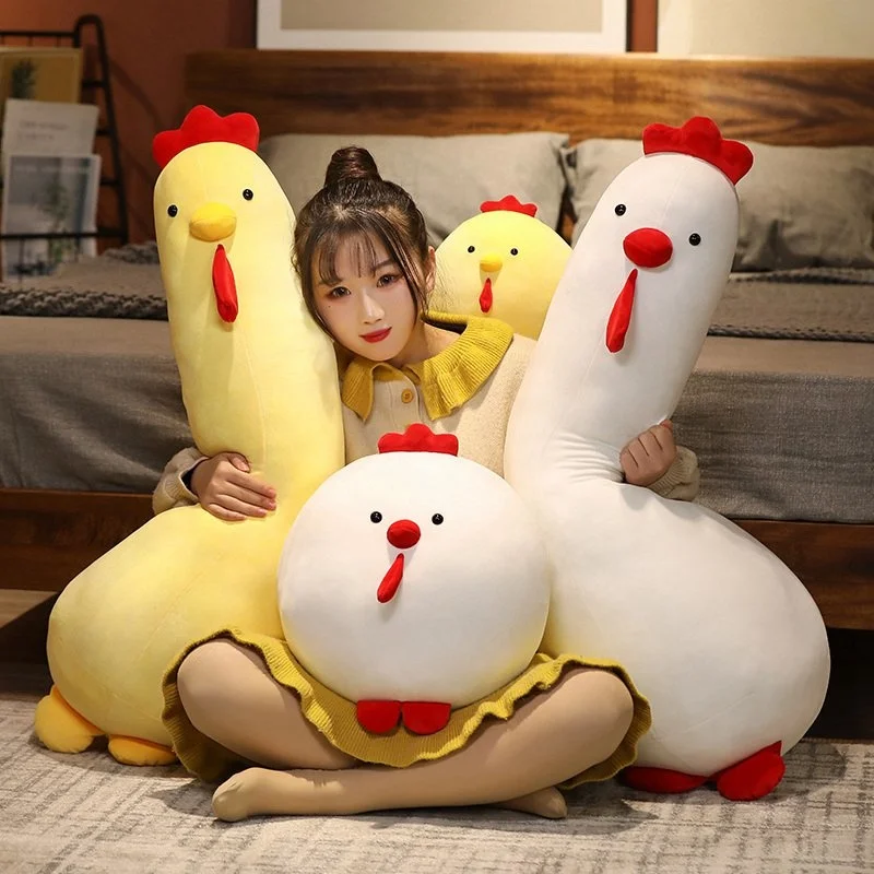 

New Giant Fluffy Cock Plush Toys Sleeping Pillow Cute Animal Stuffed Swan Chicken Dolls Floor Mat Kids Girls Birthday Gift