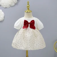 baby girls dress toddler kids clothes casual costume cute bow dots summer 1 4 years party dresses for girl childrens clothing