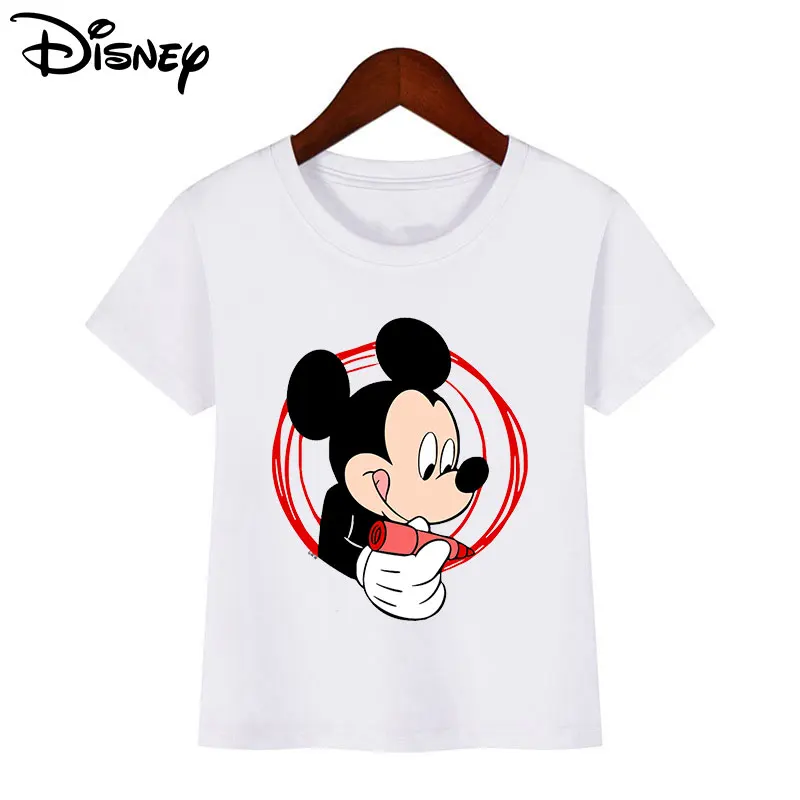 

Mickey Mouse Draw T Shirt Kids Summer Short Sleeve T-shirts Girls Boy Fashion Cute Cartoon tshirt Children Tops Tee Clothes