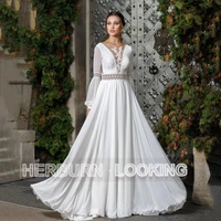 herburnl v neck custom made backless vestido princess a line elegant wedding dresses 2022 lace apliques robe de mari%c3%a9e