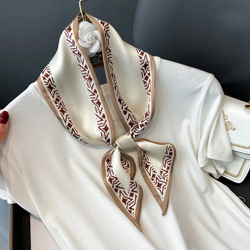 

2022 New Lady Scarf Silk Skinny Hairbands Women Fashion Print Headscarf Handle Bag Ribbon Neck Ties Spring Narrow Long Choker