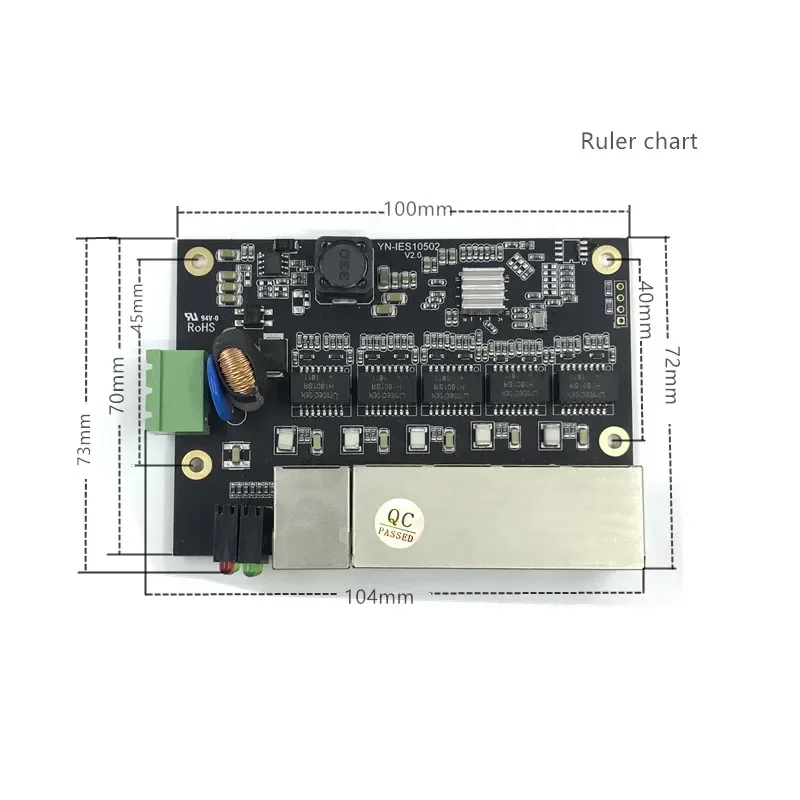 Фото Unmanaged 5port 10/100M industrial Ethernet switch module  PCBA board OEM Auto-sensing Ports PCBA board OEM Motherboard №2