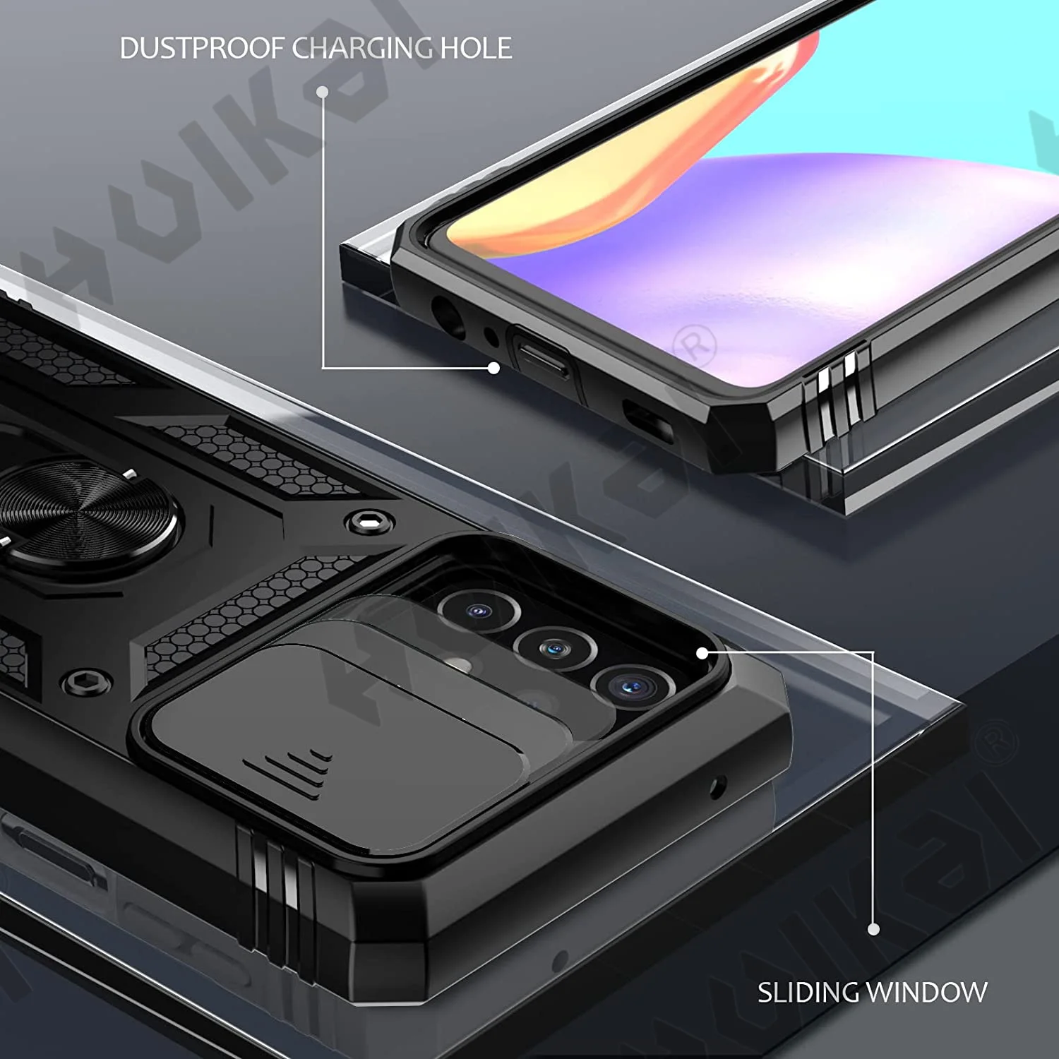 Case For Samsung A54 A14 A33 A52 4G 5G Galaxy S23 S22 S21 FE Ultra Plus Heavy Duty with Camera 360 Degree Rotate Kickstand Cover