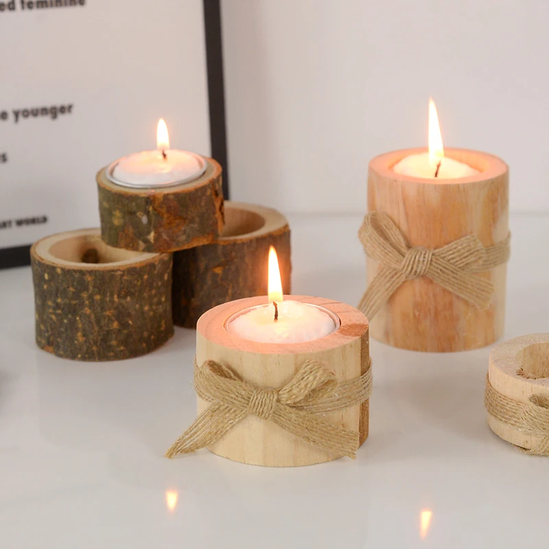 

Wood Lights Holder Wooden Candlestick Succulent Plant Pot Tray Candle Holder Home Tabletop Decoration Wedding Christmas Decor 7z