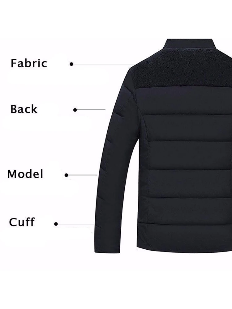 Men's Plush Thickened Parkas Stand Collar Winter Jacket Men Parker Coat Winter Warm Thick Zipper Coat Padded Overcoat for Male