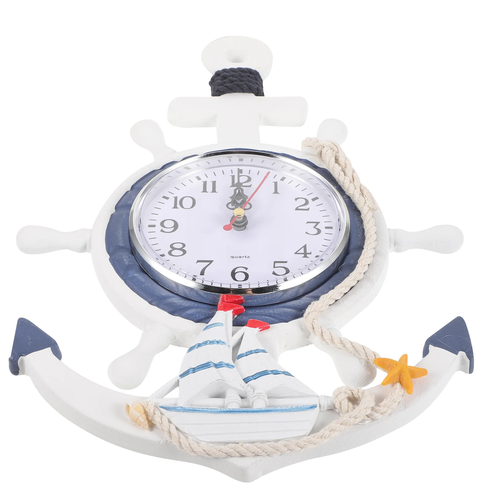 

Nautical Wall Clock Mediterranean Style Anchor Wall Clock Ocean Style Wall Hanging Clock Decoration Ornament for Office Kitchen