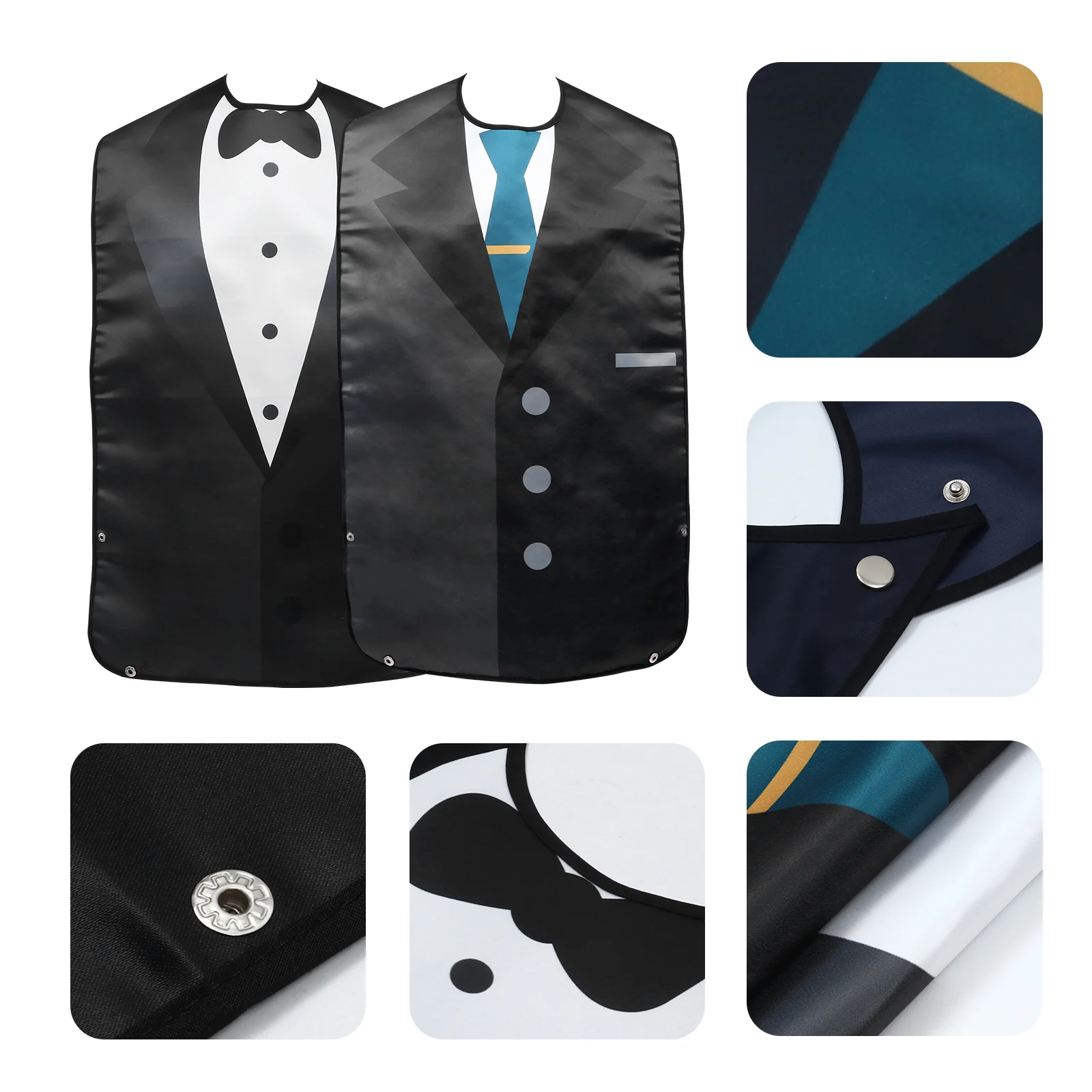 

2pcs Bibs for Men Dress Clothing Protectors for Eating Senior Bib Crumb Catcher Waterproof Reusable Washable Suit Bib