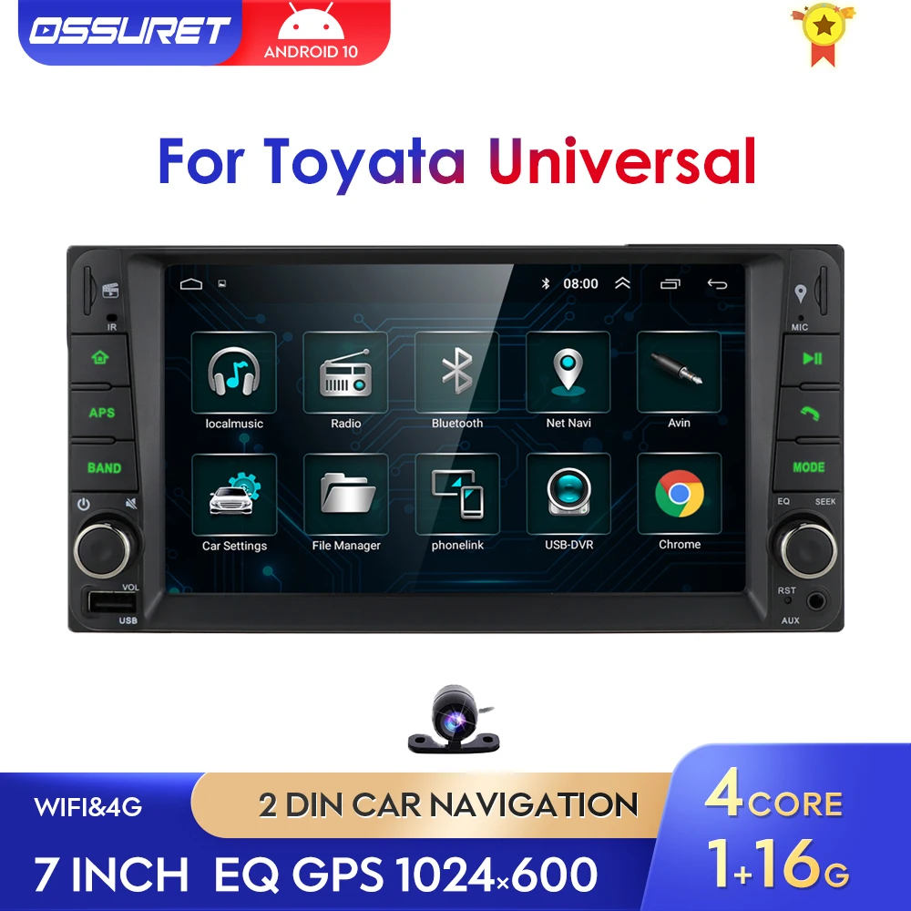 

7" Android 10 Universal Car GPS Navigation For Toyota Terios Avanza Echo Rush Allion Auris Celica Yaris SWC USB SD Card DAB+ DVR