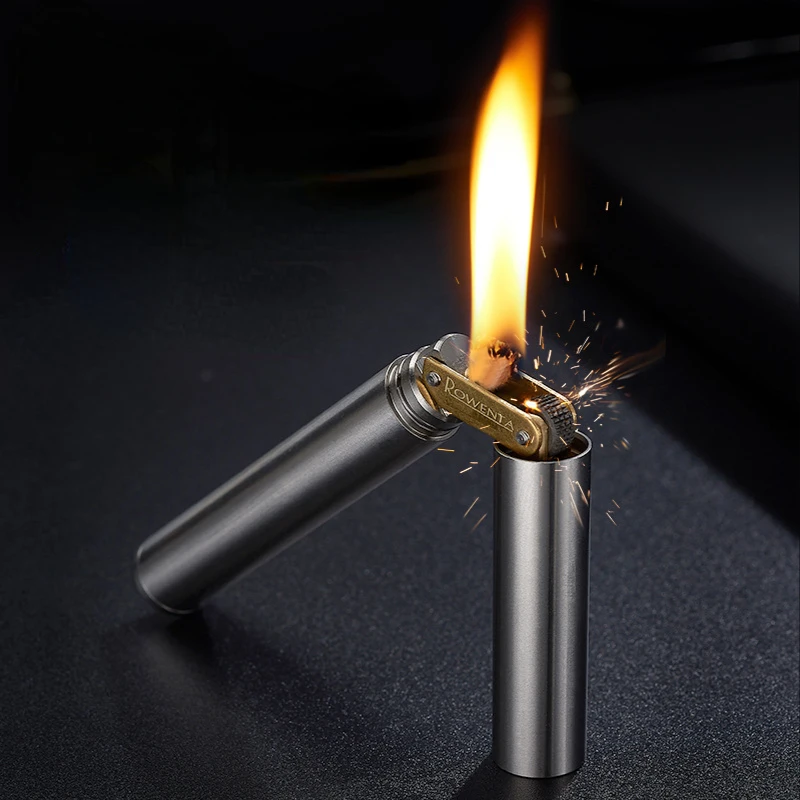 Double stick kerosene lighter smoking cool copper metal torch windproof cigarette box portable mini grinding wheel lighters