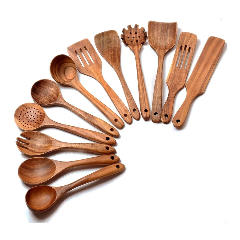 

Wooden Spoons For Cooking,12 Pack Wooden Utensils For Cooking Kitchen Utensils Set Wooden Cooking Utensils Spatulas