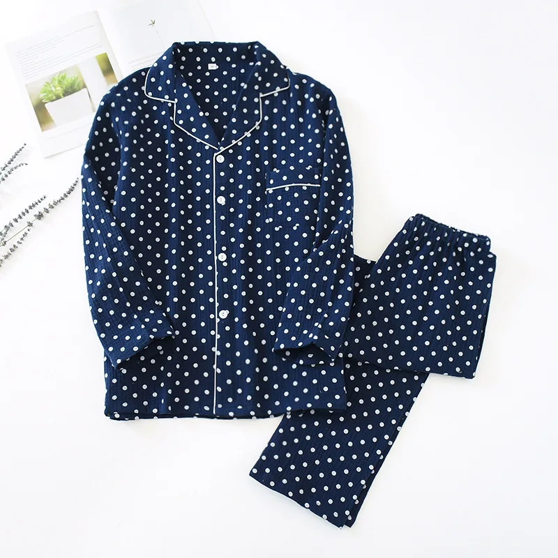 Sleepwear 100% Gauze Cotton Pajamas for Women Long Pants  Pyjamas Set 2Pcs Spring Loungewear Fashion Home Clothing Homewear