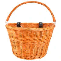 wicker bike basket rattan hand woven front handlebar basket detachable accessories honey color