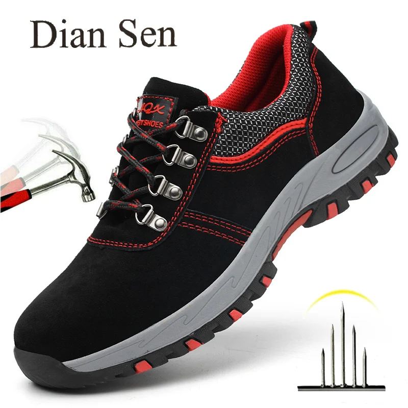 

Diansen 2023 Fashion Safety Shoes Men Industrial Work Boots Breathable Puncture Proof Non-slip Steel Toe Footwear Women Sneakers