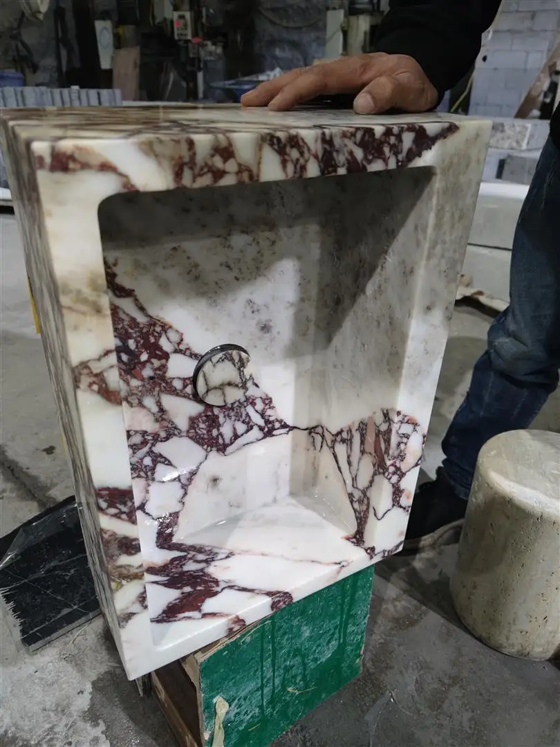 Мраморная квадратная раковина для мытья рук Calcutta Viola Calacatta ванной комнаты