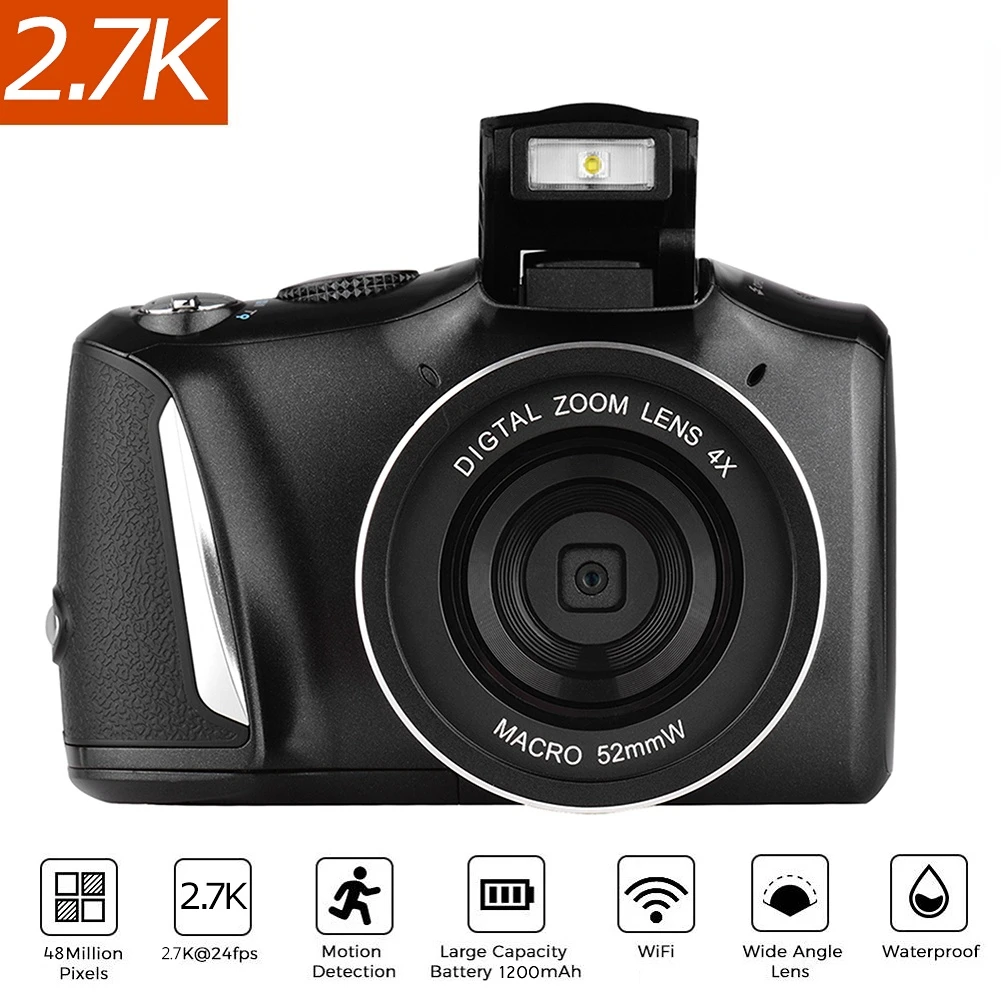 

Anti-Shake Wifi Digital Camera 3.0 Inch LCD Screen 4x Zoom Camera 48MP HD 1080P Face Detection SLR Camera with 32 Memory Cards