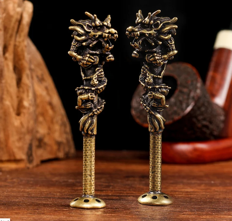 

New Creative Pure Brass Dragon Tobacco Pipe Tamper Copper Cigar Pipe Cleaning Tools