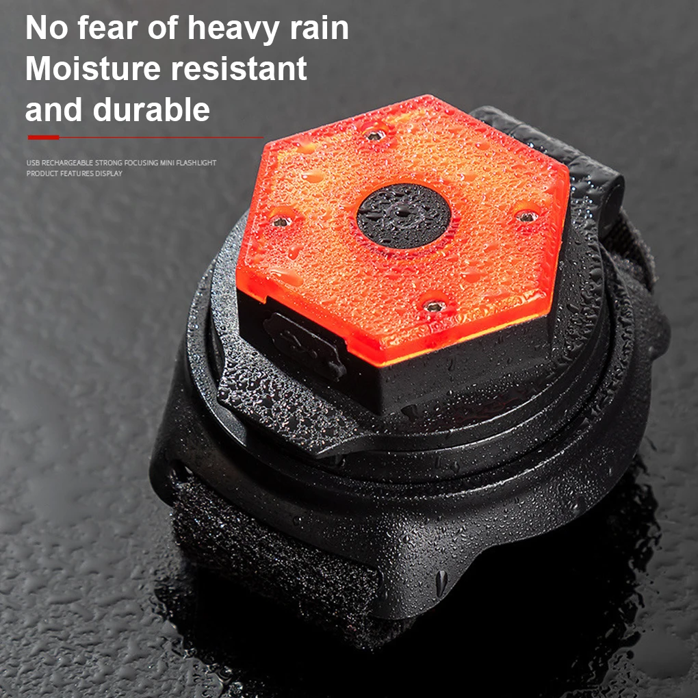 

Bicycle Reflector USB Charging Adjustable Wristband Rearview Mirror 5 Modes Mountain Bike Biking Emergency Lighting