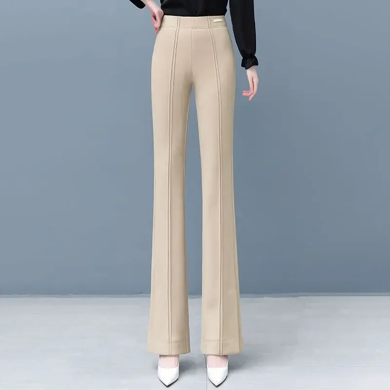 Простые темпераментные повседневные брюки с прямым рукавом микро-маркировкой