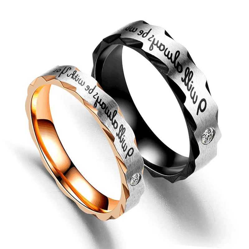 

TOOCNIPA Stainless Steel Engraving "I Will always be with you love" Couple Rings Engagement Wedding Rings For Men Women Jewelry