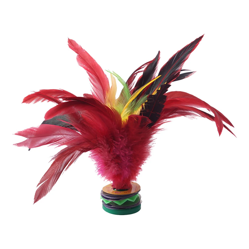 

20cm Feather Shuttlecock Colorful Feathers Foot Kick Handwheel Feather Shuttlecock Wear Resistant Portable for Physical Exercise