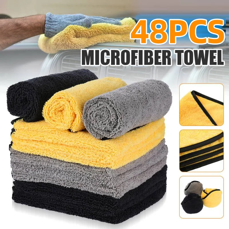 

MATCC 48PCS 40*40cm Microfiber Cleaning Towel Micro Fiber Wash Towels Double Layer Extra Soft Cleaning Drying Cloth Car Wash Rag