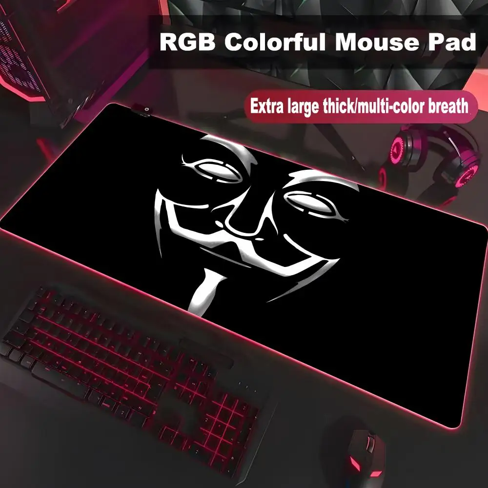 Фото Игровой коврик для мыши Hacker Mask XXL RGB с LED-подсветкой, большой коврик для геймеров, аксессуары для ПК, коврик для компьютерного стола с подсветкой HYBXXC №3