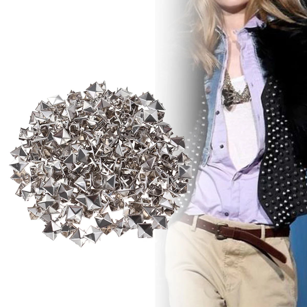 

200 Pcs Square Stud Clothing Accessories Orange Leathercraft Rivet Metal Studs Clothing Jacket Studs