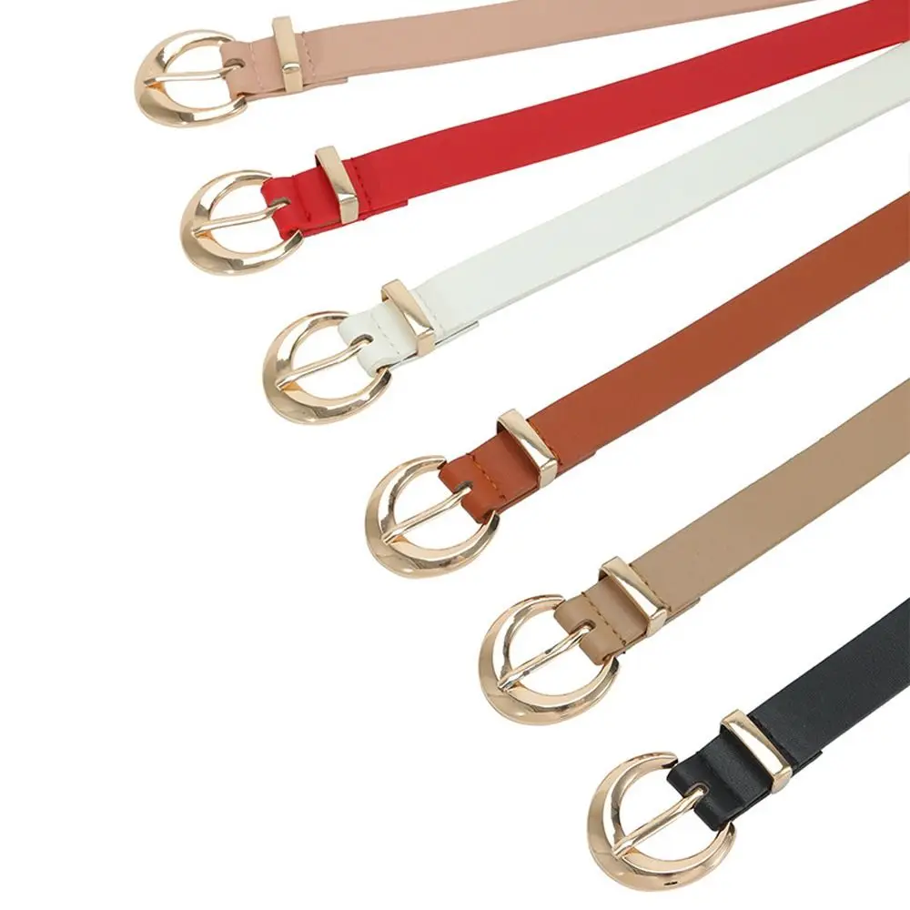 

Retro Thin Dress Decoration Metal Buckle PU Leather Trouser Decoration Moon Dress Decoration Women Waistbands Korean Belts