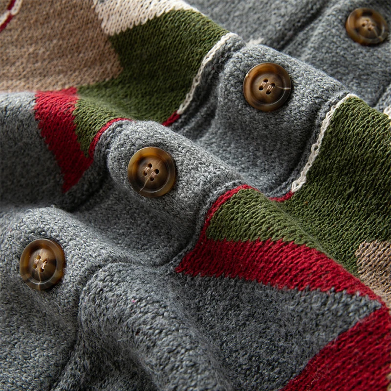 Жаккардовая вязаная крючком Толстая куртка в стиле ретро мужской модный вязаный