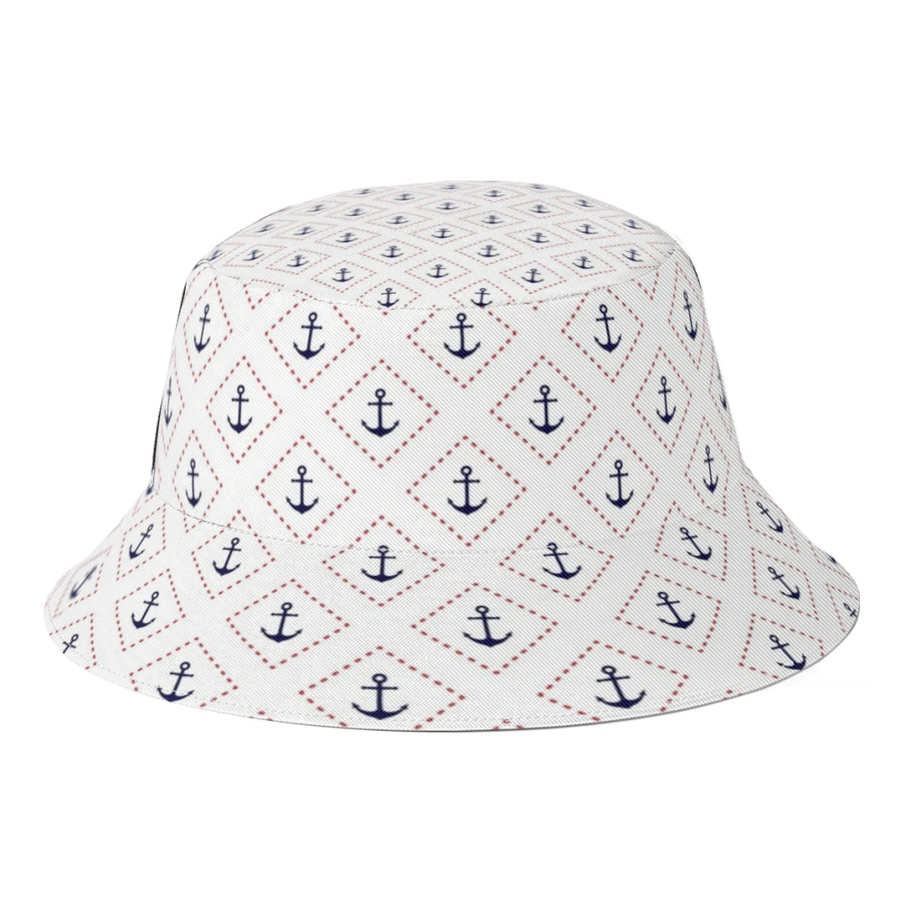 

Anchors Nautical Pattern Fisherman Hat Boys Girls Sailing Ships Marine Ocean Autumn Bucket Hats Travel Panama Hat Sunscreen