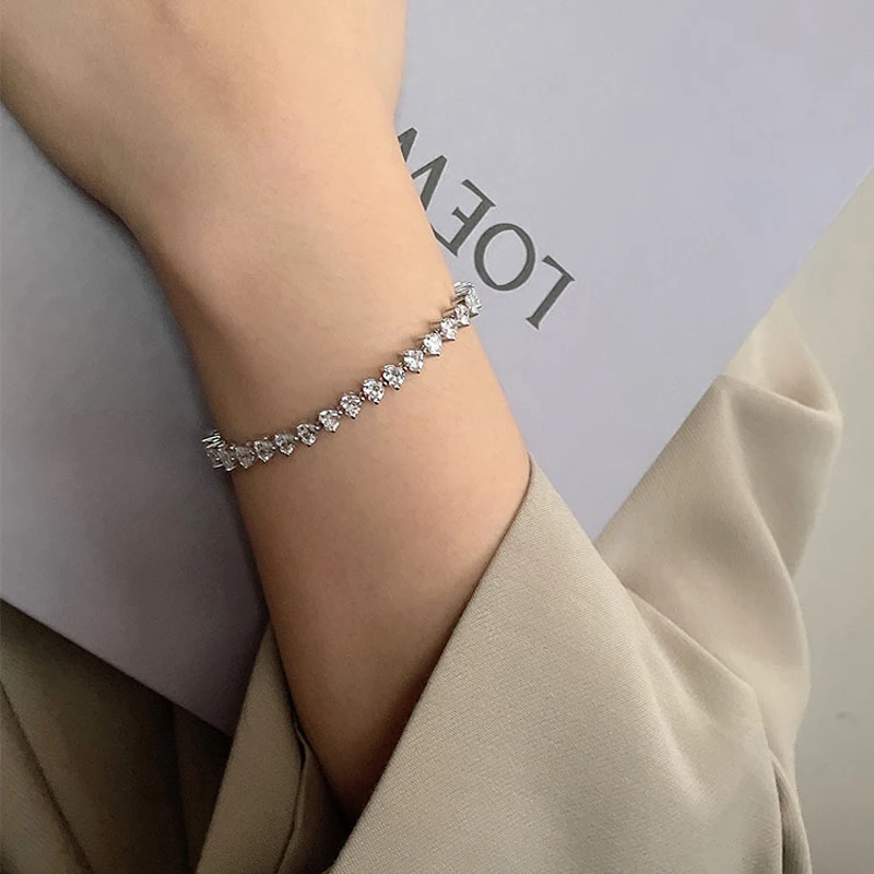 Женский браслет из серебра 100% пробы с сердечками | Украшения и аксессуары